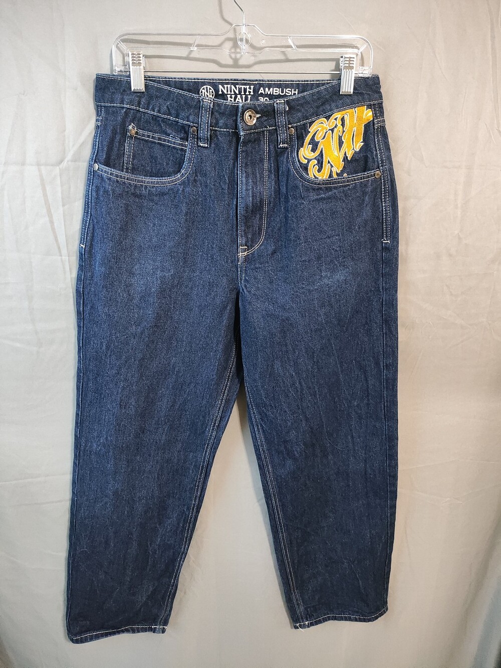 Ninth Hall Ambush Jeans Mens 30 Blue Denim Embroidered Dragon Flowers Streetwear
